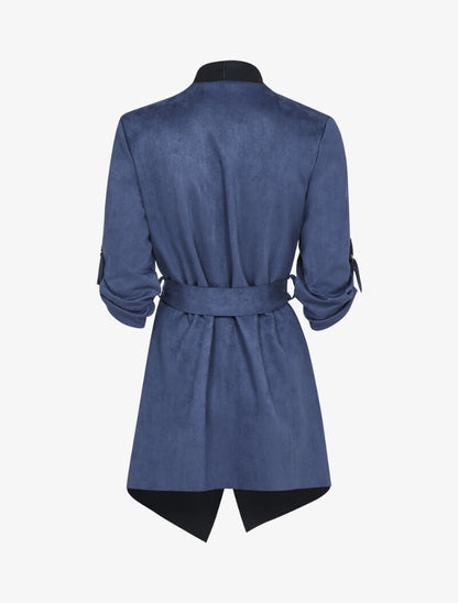 Veste en suédine à manches 3/4 à sangles - Marine - 2