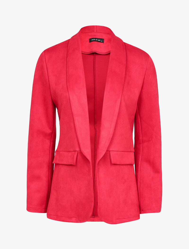 Blazer en suédine à col tailleur et poches en trompe l&