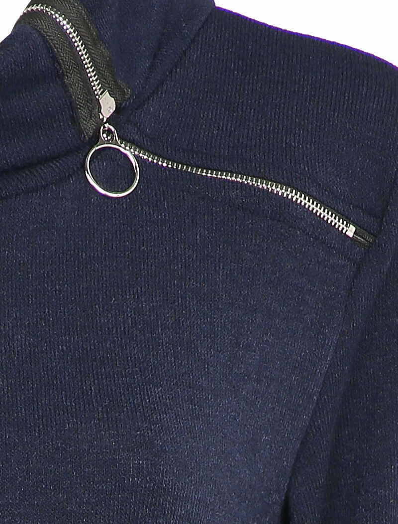 Robe pull oversize à col zippé stylisé - Bleu marine - 3