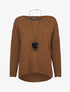 Pull oversize à liserés irisés avec sautoir - Marron - 3