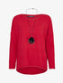 Pull oversize à liserés irisés avec sautoir - Rouge - 1