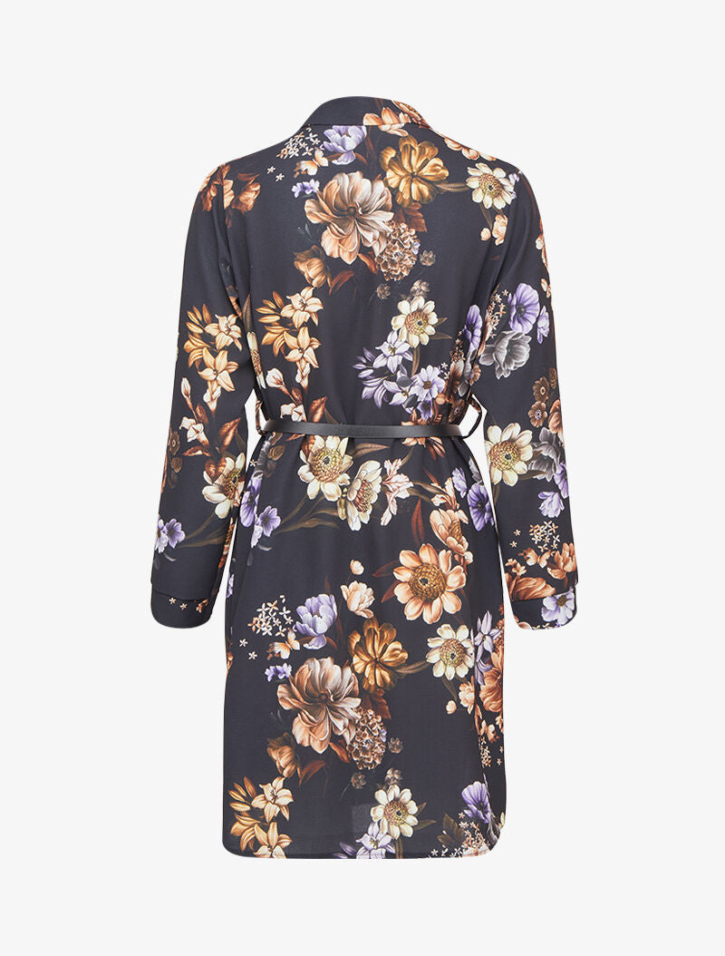 Robe chemise imprimé fleuri - Noir - 2