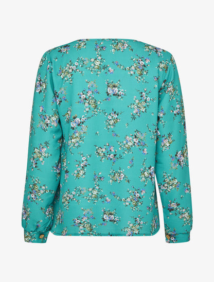 Top oversize à motifs bouquet de roses - Vert - 2