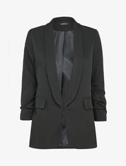 Blazer oversize à manches 3/4 froncées - Noir - 1