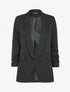Blazer oversize à manches 3/4 froncées - Noir - 1