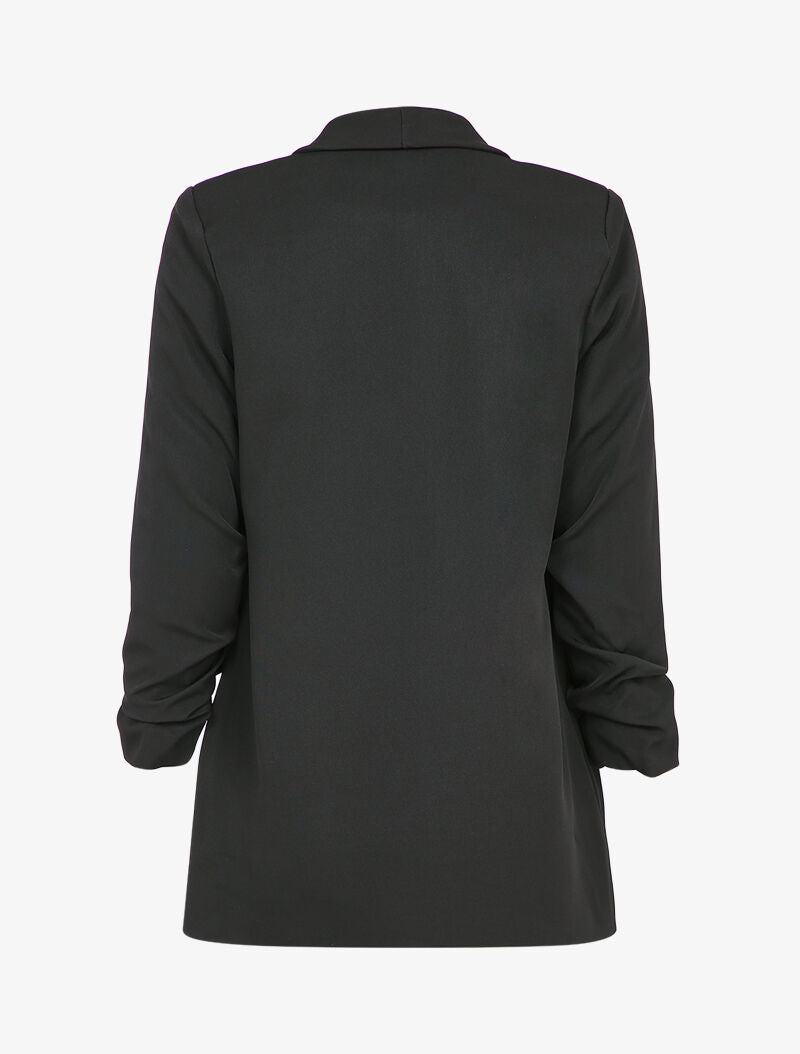 Blazer oversize à manches 3/4 froncées - Noir - 2