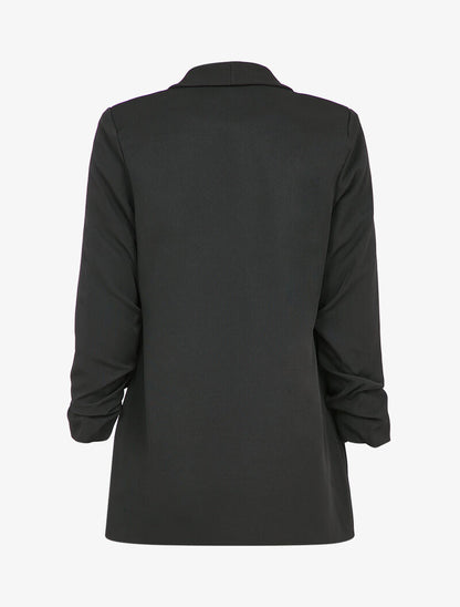 Blazer oversize à manches 3/4 froncées - Noir - 2