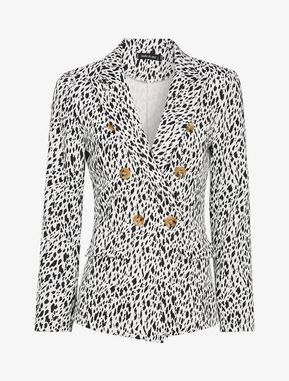 Blazer imprimé moucheté - Blanc/noir - 4