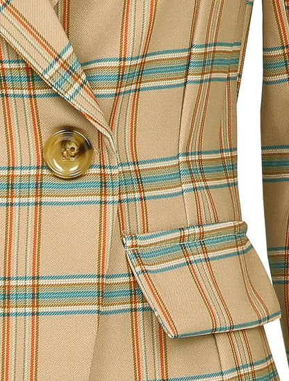 Blazer imprimé tartan - Beige - 3