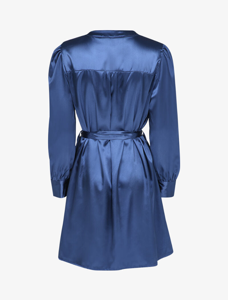 Robe droite satinée - Bleu marine - 2