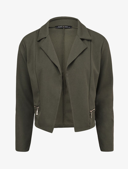 Blazer léger à col cranté - Kaki - 1