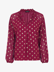 Blouse irisée à col stylisé - Bordeaux - 1