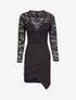 Robe drapée à empiècement dentelle - Noir - 1