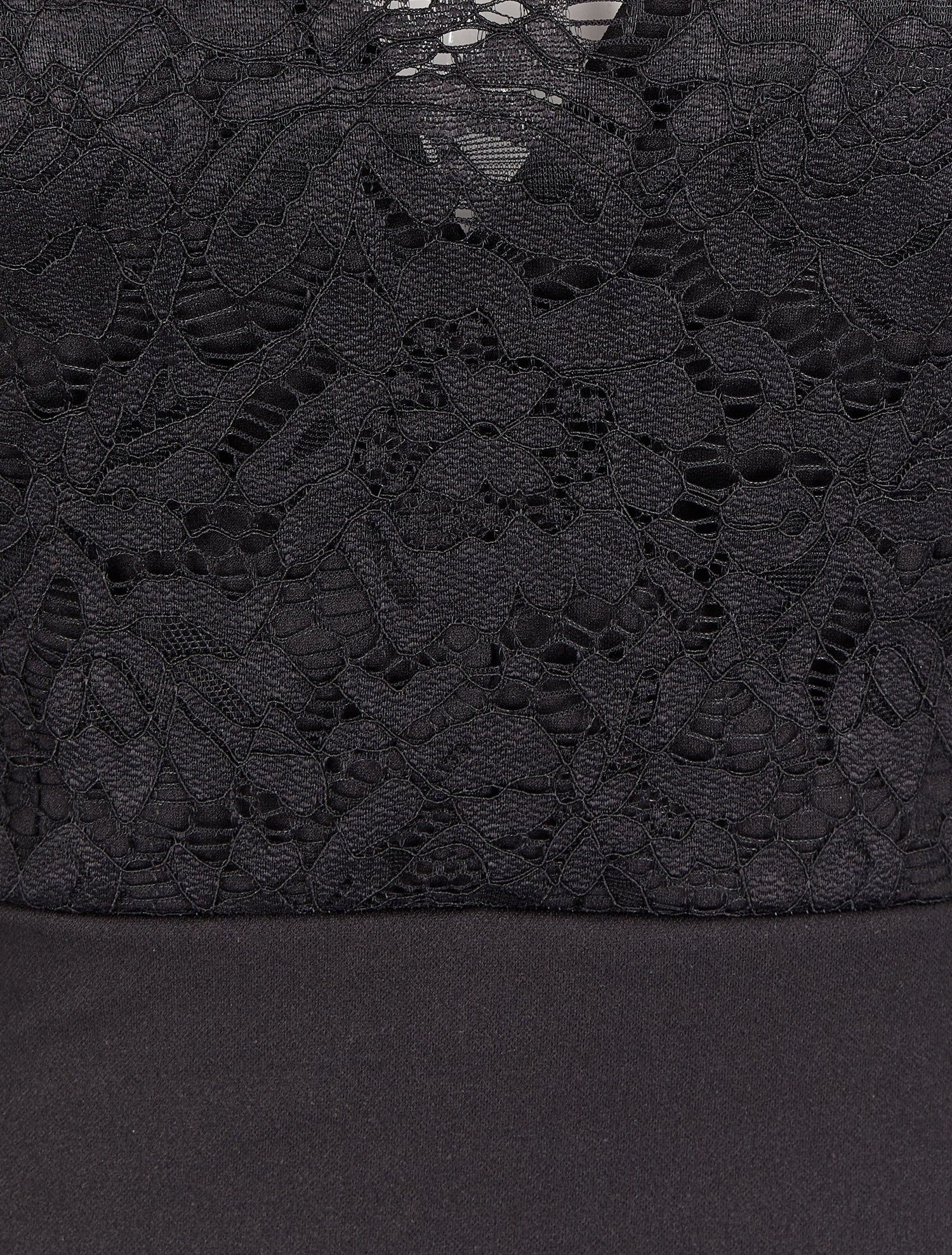 Robe drapée à empiècement dentelle - Noir - 3