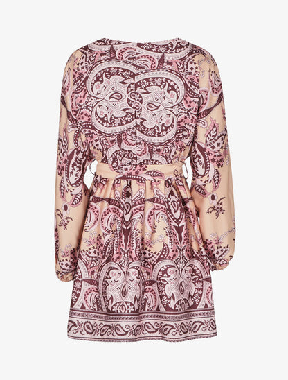 Robe satinée à imprimé cachemire - Saumon - 2