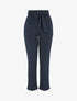 Pantalon taille haute coupe carotte à revers - Marine - 3
