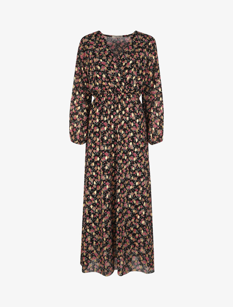 Robe longue à imprimé floral - Noir - 4