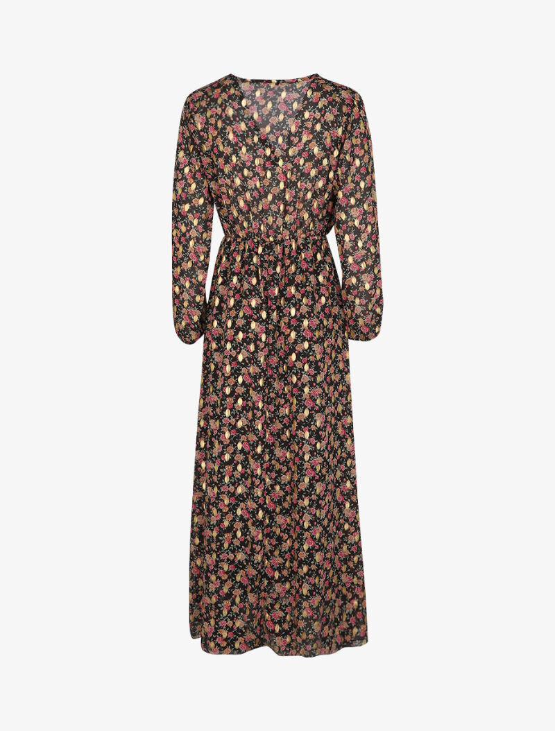 Robe longue à imprimé floral - Noir - 2