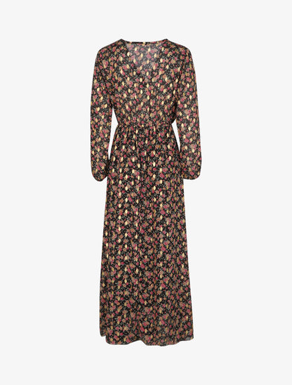 Robe longue à imprimé floral - Noir - 2