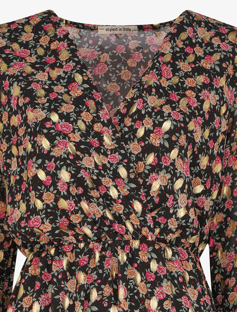 Robe longue à imprimé floral - Noir - 3