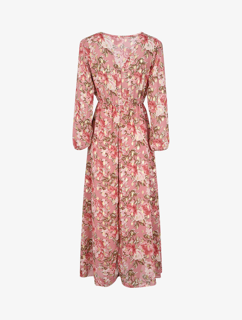 Robe longue à imprimé roses - Rose - 2