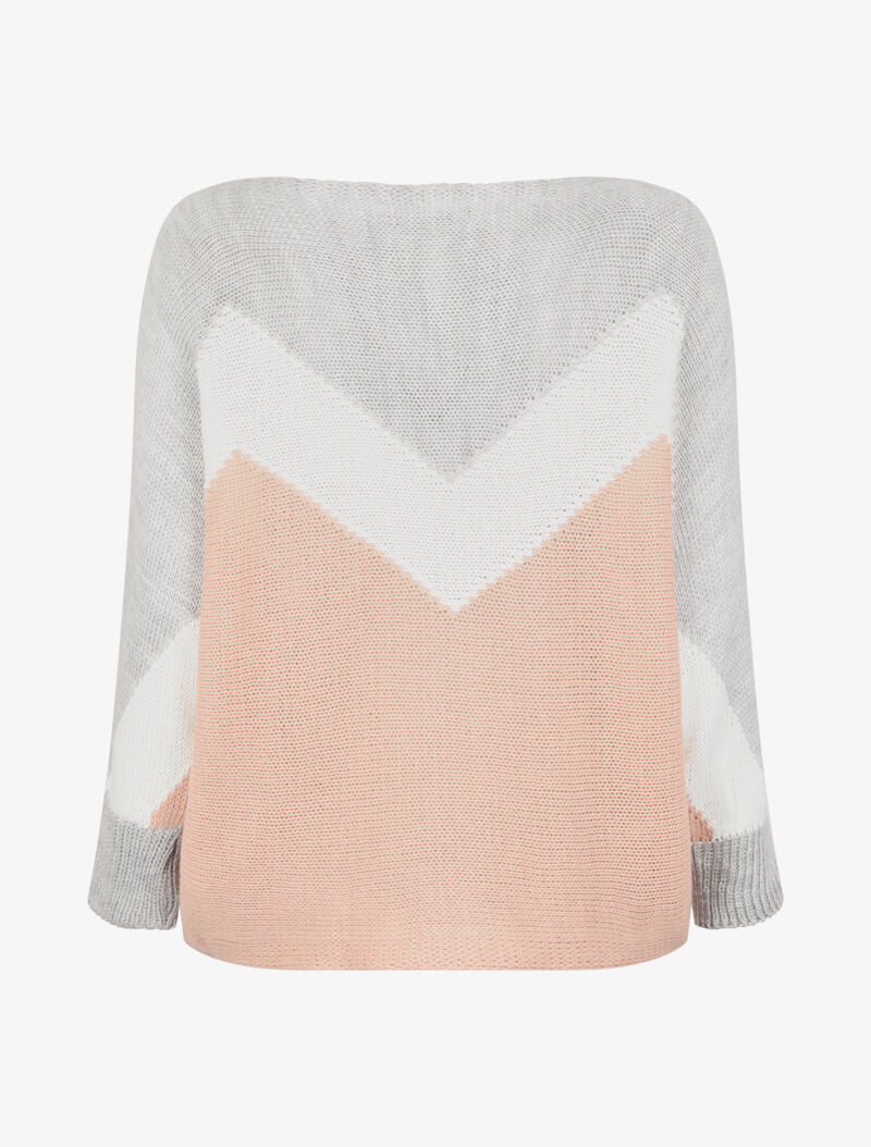 Pull chauve-souris à motifs géométriques - Gris/rose - 2