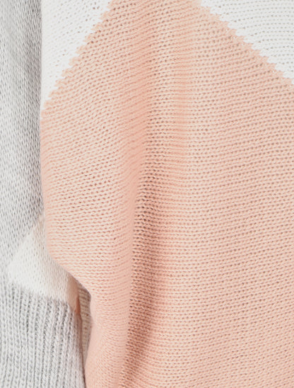 Pull chauve-souris à motifs géométriques - Gris/rose - 3