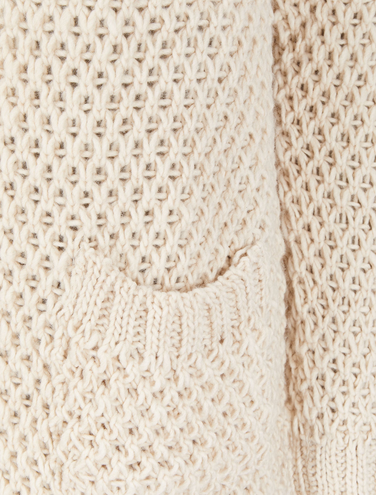 Gilet ouvert en maille crochet - Beige - 3