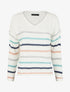 Pull à rayures colorées et col V - Blanc - 1