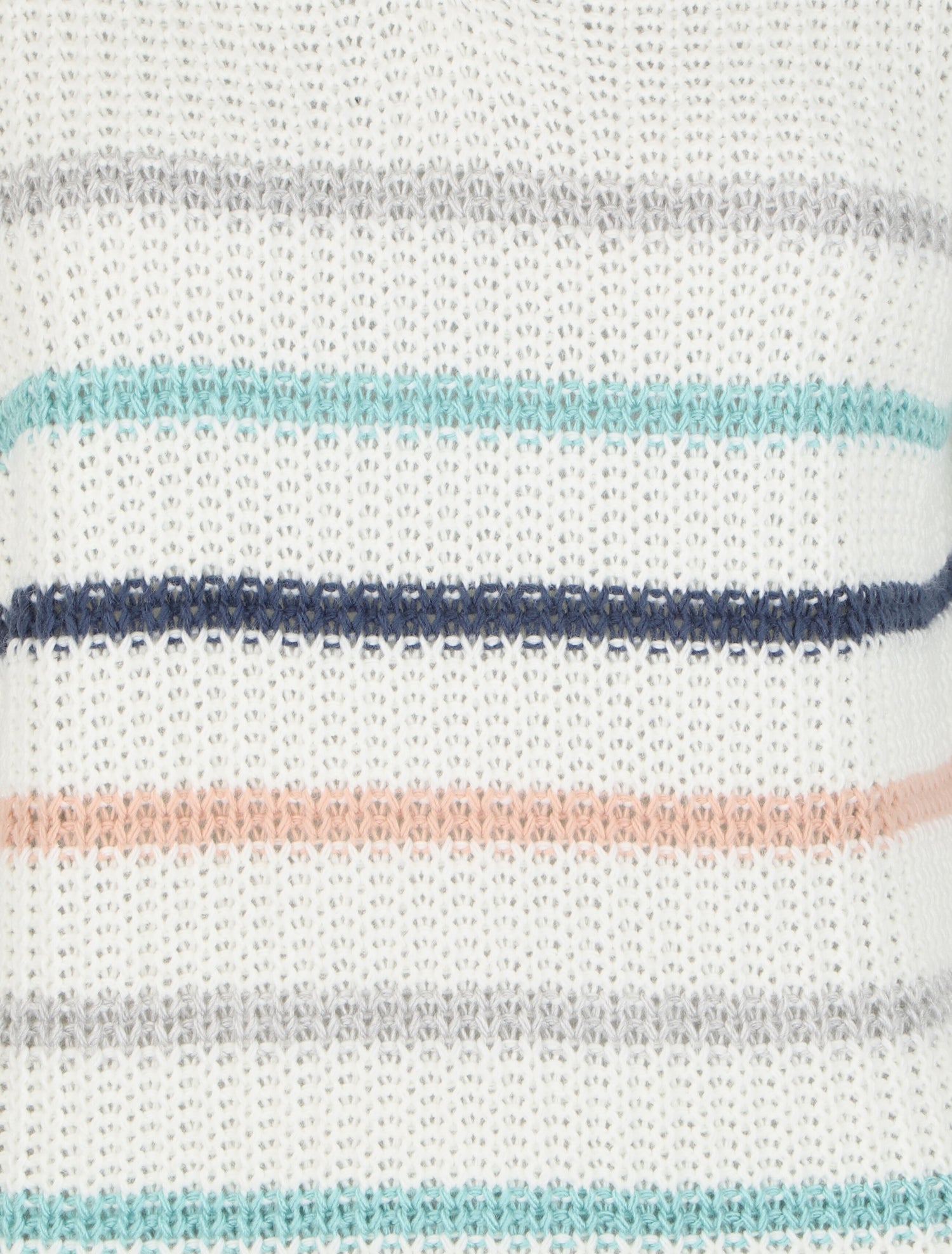 Pull à rayures colorées et col V - Blanc - 3