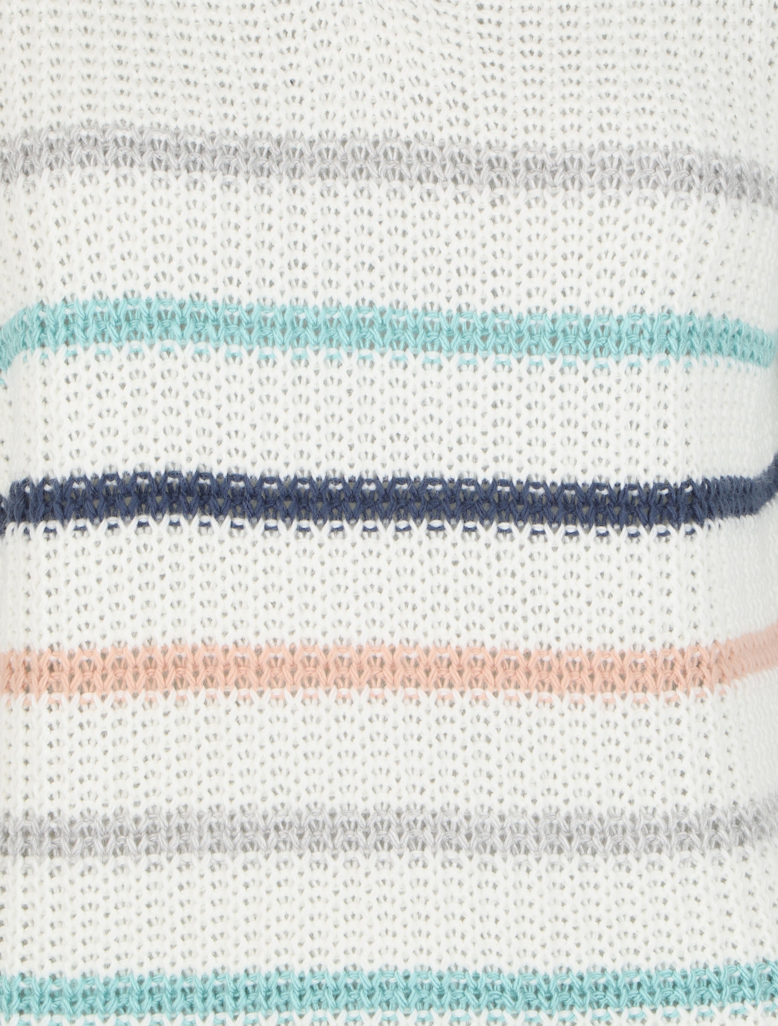 Pull à rayures colorées et col V - Blanc - 3
