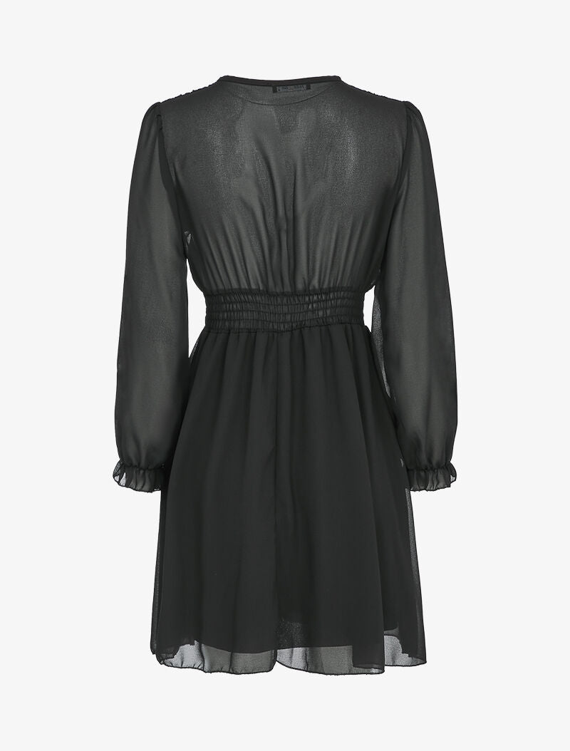 Robe empire à manches bouffantes transparentes - Noir - 2