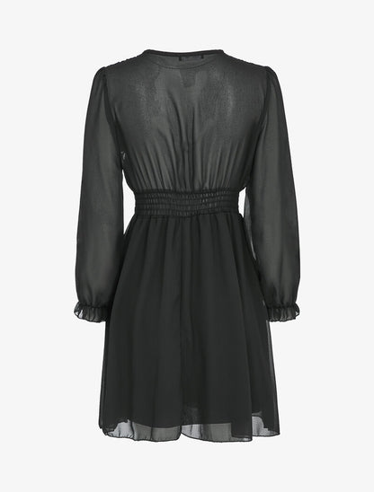 Robe empire à manches bouffantes transparentes - Noir - 2
