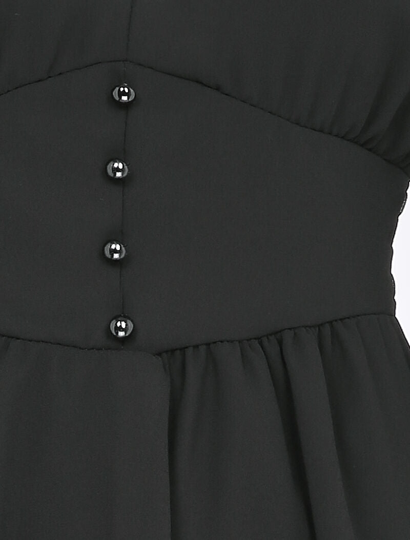 Robe empire à manches bouffantes transparentes - Noir - 3