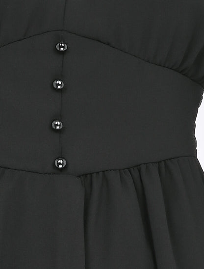 Robe empire à manches bouffantes transparentes - Noir - 3
