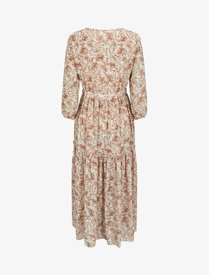 Robe longue à imprimé fleurs baroques - Beige - 2