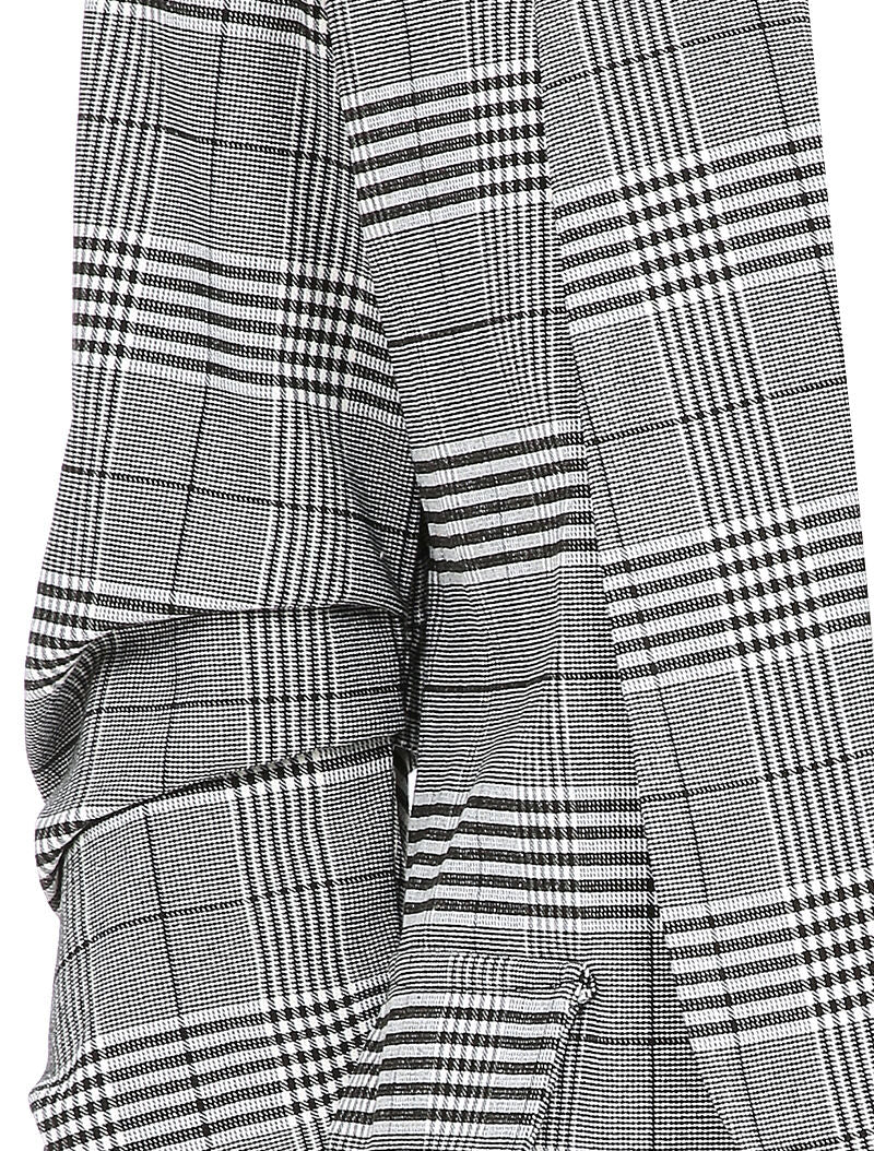 Blazer imprimé prince de galles à manches 3/4 froncée - Noir - 3