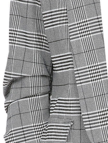 Blazer imprimé prince de galles à manches 3/4 froncée - Noir - 3