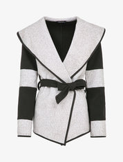 Veste à col châle large - Gris chiné - 1