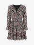 Robe volantée à col à lacets et imprimé cachemire fleuri - Noir - 1