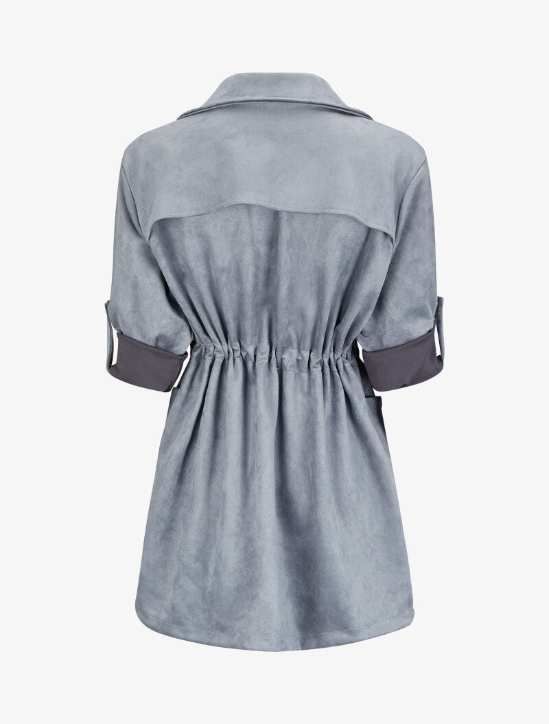 Veste en suédine à manches coudées ajustables - Gris foncé - 2