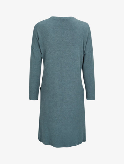 Gilet doux et long à poches plaquées - Bleu gris - 2