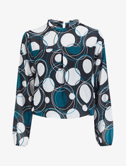 Top boule à imprimé cercles stylisés - Bleu - 5