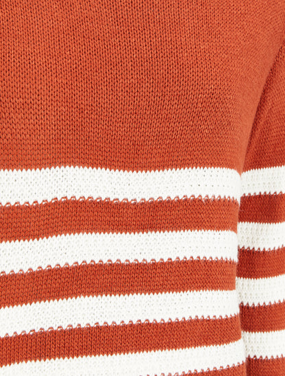 Pull marinière à bords côtelés - Rouille - 3