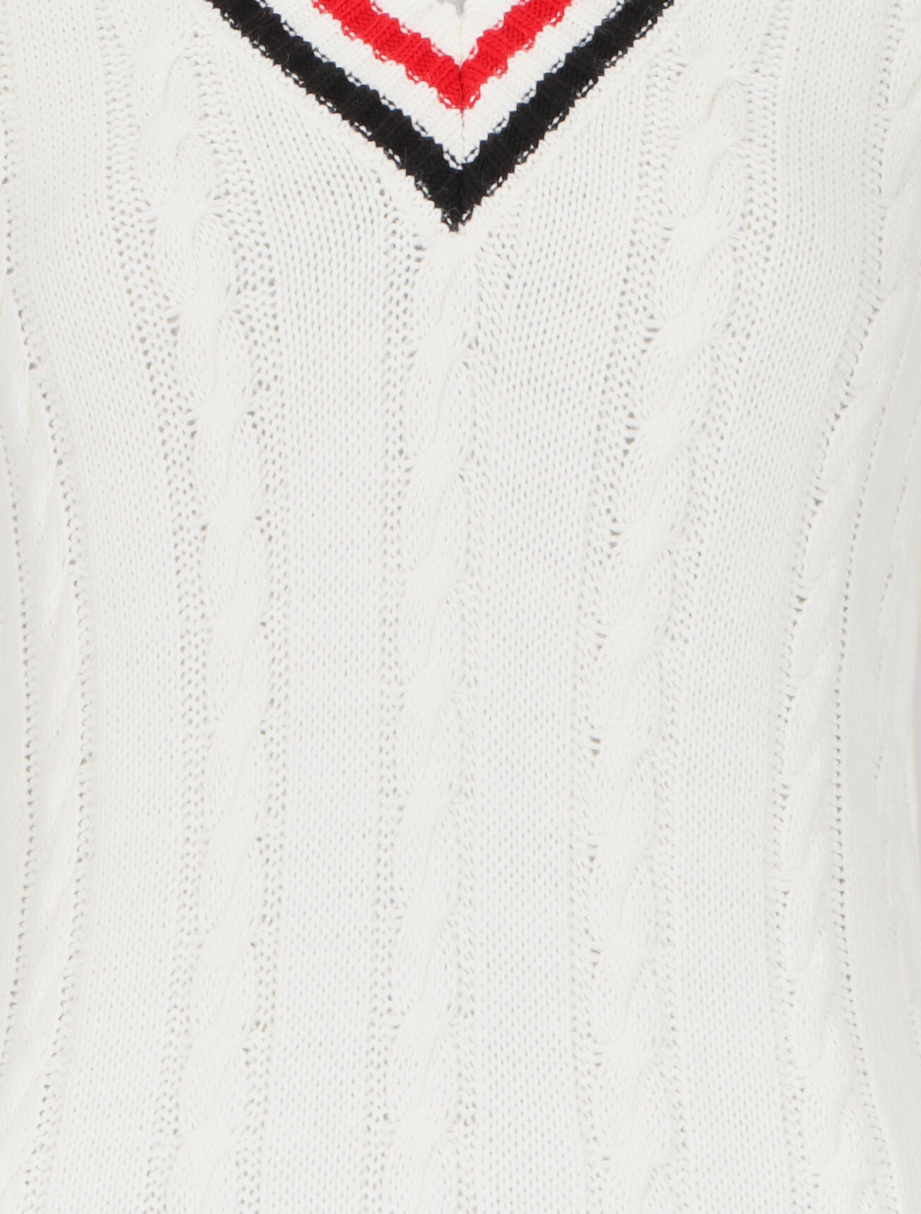 Pull en maille torsadée à rayures - Blanc - 3