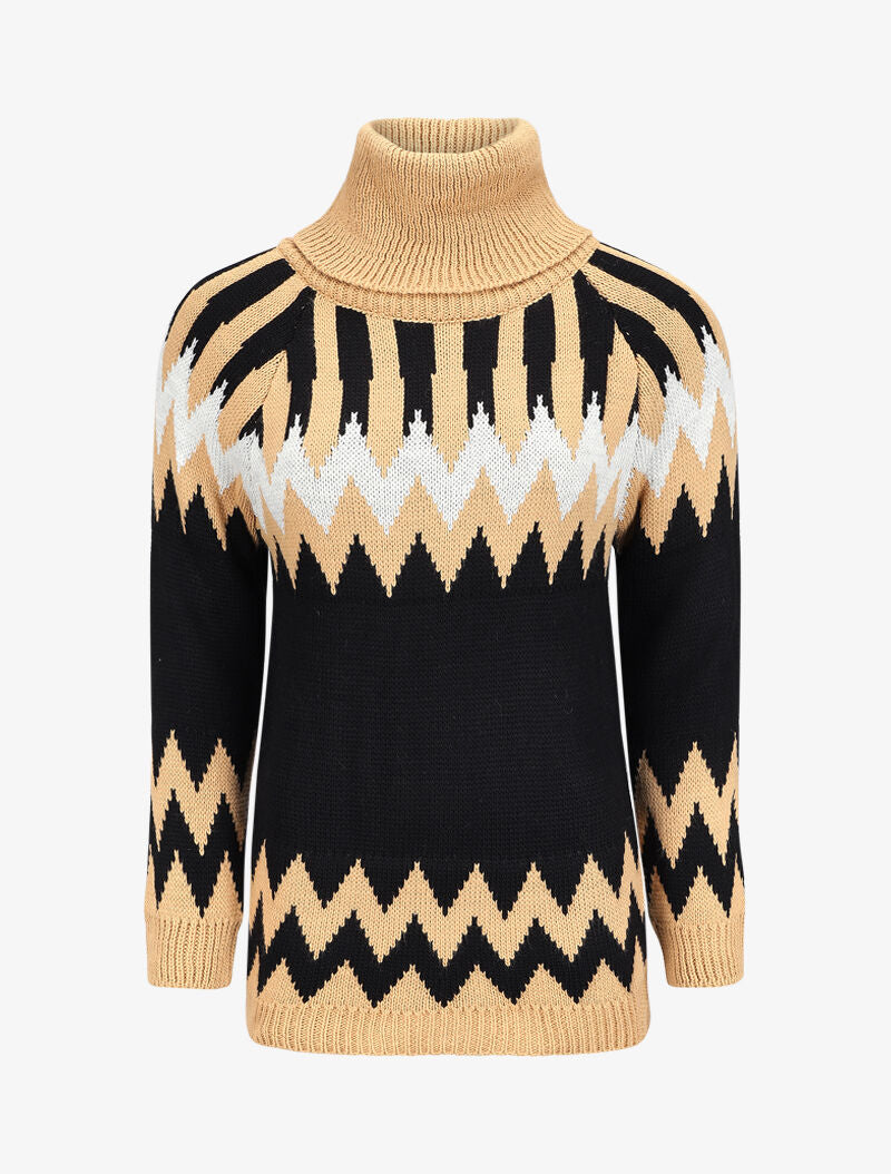 Pull long à col roulé et motifs géométriques - Camel - 4