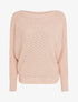 Pull col bateau en maille striée - Rose poudré - 1