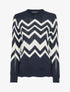 Pull en maille à motif zig zag - Marine - 1