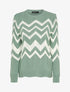 Pull en maille à motif zig zag - Bleu gris - 1