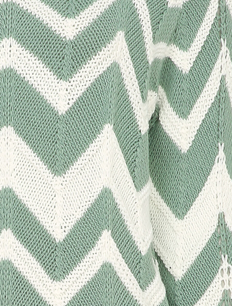 Pull en maille à motif zig zag - Bleu gris - 3